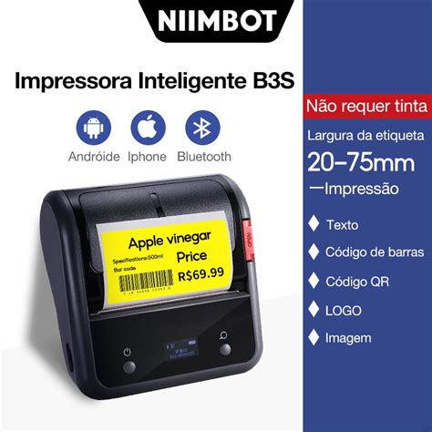 Niimbot B3S Etiqueta Impressora Sem Tinta Bluetooth Portátil