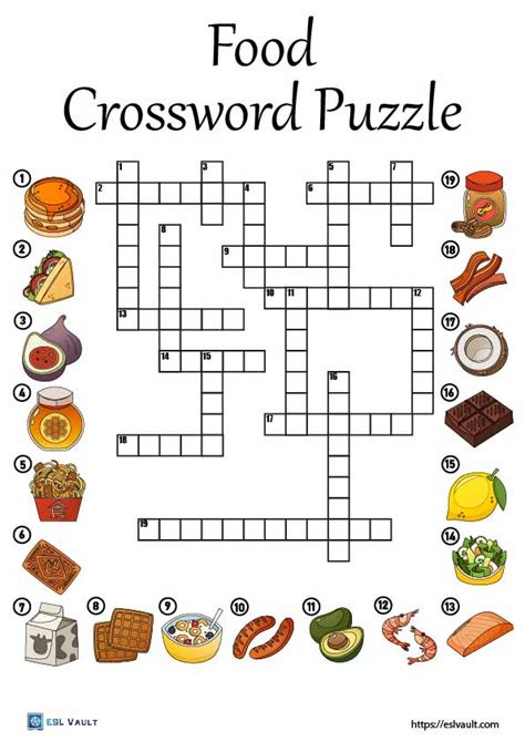 Free Fun Food Crossword Puzzles Esl Vault