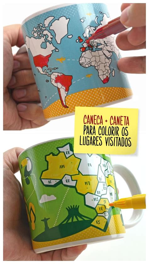 Imagem Mostra Uma Caneca Criativa Tema Viagem Caneca Mapa