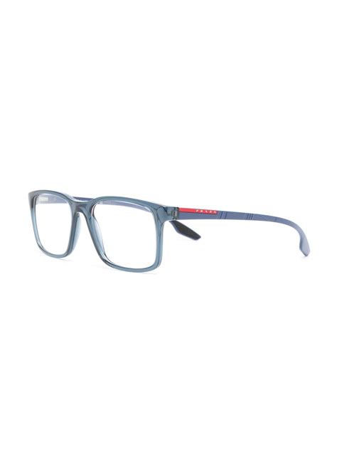 Prada Eyewear Logo Plaque Square Frame Glasses Farfetch