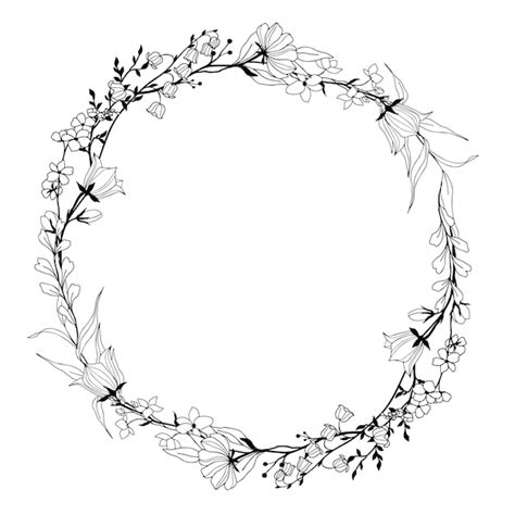 Premium Vector Tiny Floral Wreath Line Art Hand Drawn Vector Art