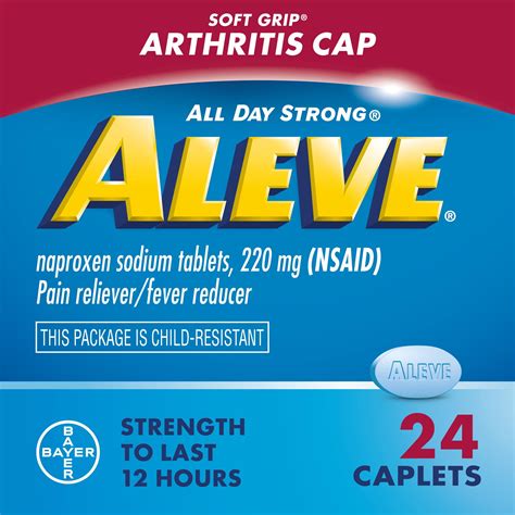 Aleve Caplets Soft Grip Arthritis Cap Naproxen Sodium Pain Reliever 24