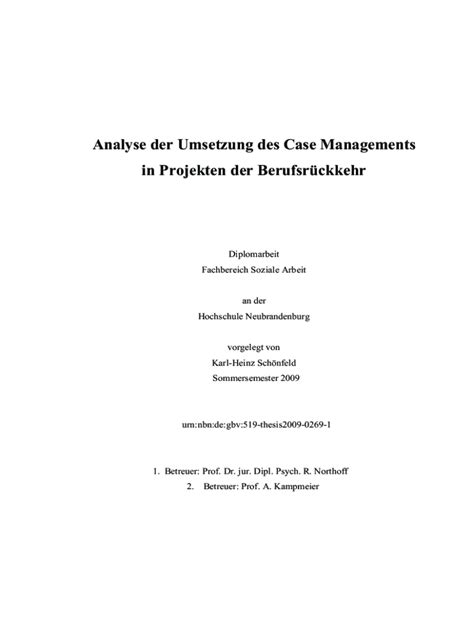 Ausf Llbar Online Analyse Der Umsetzung Des Case Managements In Fax