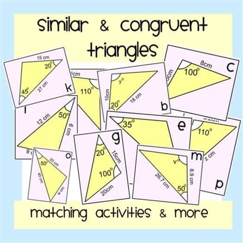 Similar & Congruent Triangles Matching Activities & More in 2024 ...