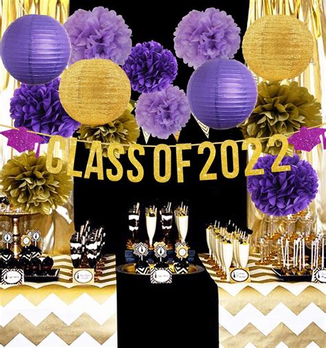 Buy Graduation Decorations 2022 Purple Goldclass Of 2022 Graduation