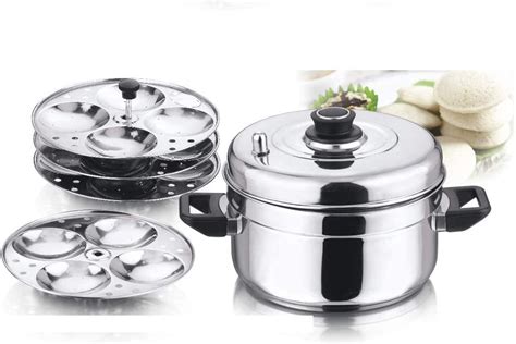 Vinod Stainless Steel Idli Cooker With 4 Plate Idly Stand Makes 16