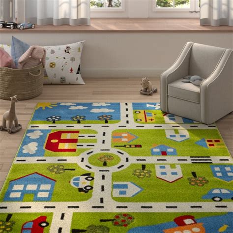 Zoomie Kids Bowie Geometric Green/Blue Area Rug & Reviews | Wayfair