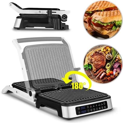 ZEEGMA Grill électrique Multifonction Viande et Panini 2100 W Plaques