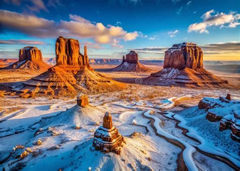 Aerial Views Of Monument Valley In Winter A Stunning Showcase Of The