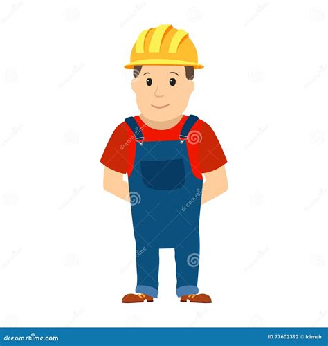 Happy Cartoon Repairman Or Construction Worker With Safety Hat. Vector | CartoonDealer.com #77602392