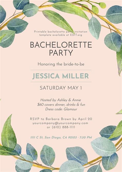 Free Bachelorette Party Invitation Templates