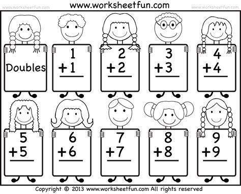 Addition Doubles Facts Beginner Addition Worksheet Free Worksheets Library