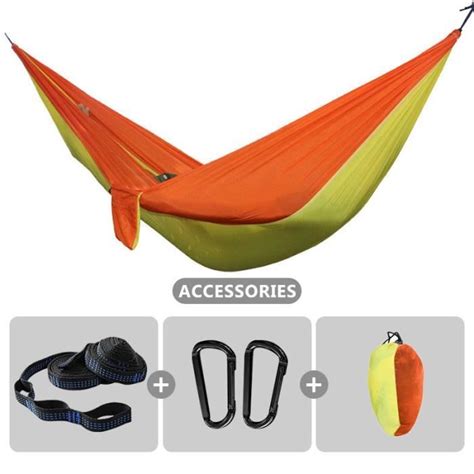 Yellow orange Hamac de camping parachute 1 2 lit balançoire pour voyage