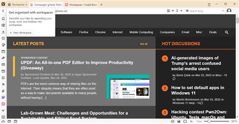First Look At Vivaldi Browser S Innovative Workspaces Feature Ghacks