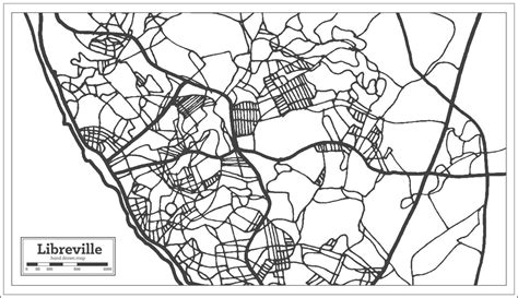 Libreville Gabon Map in Black and White Color. 17494705 Vector Art at Vecteezy