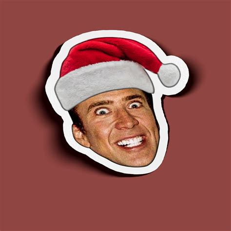 Nicolas Cage Santa Hat Sticker