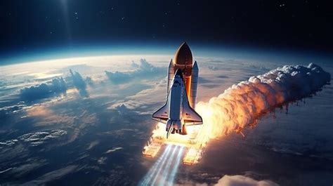 Premium Photo New Space Rocket Liftoff Space Shuttle With Smoke