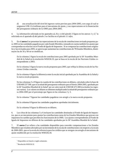 Pdf Escala De Contribuciones Para Who Int La Escala De