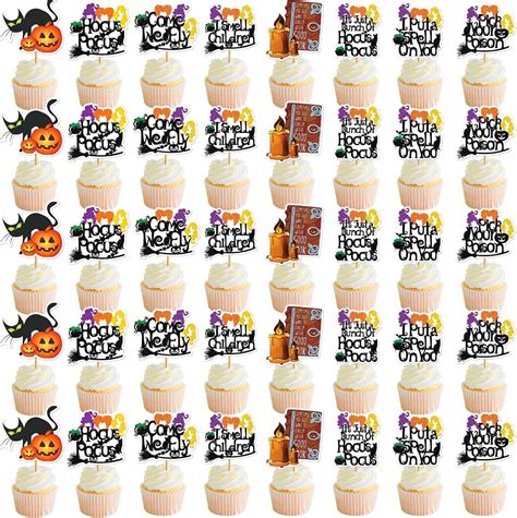 Amazon 40Pcs Hocus Pocus Cupcake Toppers Hocus Pocus Party