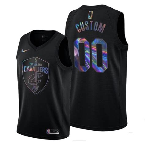 Men Cleveland Cavaliers Custom Iridescent Holographic Black Limited