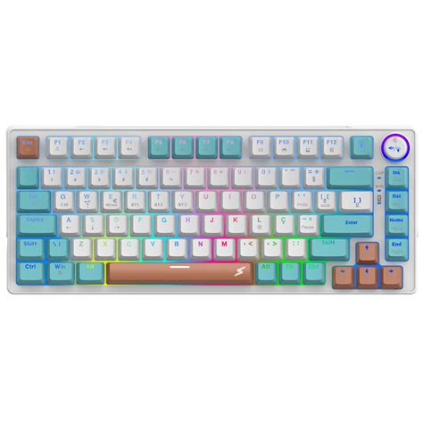 Teclado Gamer SuperFrame Ribbon RGB Switch Red 75 ABNT Hot Swap Fio White Green