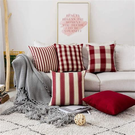 Home Brilliant Pillow Covers 18x18 Red Throw Pillow Covers Farmhouse