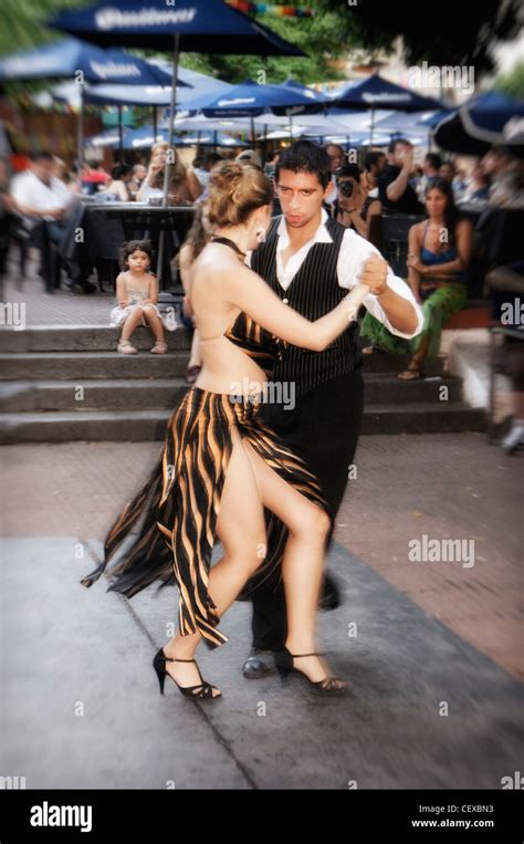 Tango Dance Couple Antique Market Plaza Dorrego San Telmo Buenos