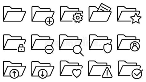 File Folder Icon Set Open Folder And Close Folder With Documents Stock