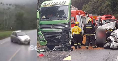 Câmera de monitoramento flagra momento de grave acidente na BR 282 em SC