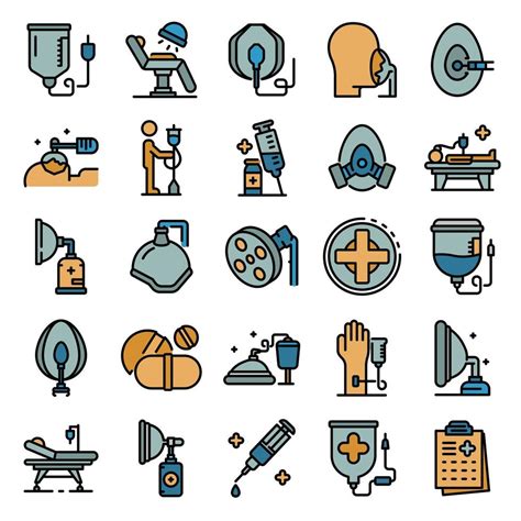 Anesthesia Icons Set Vector Flat 8940202 Vector Art At Vecteezy