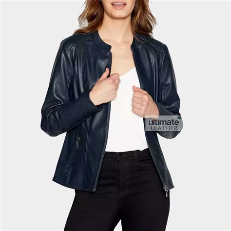 Get Womens Navy Blue Jacket | Ladies Leather Jacket - Ultimate Leather