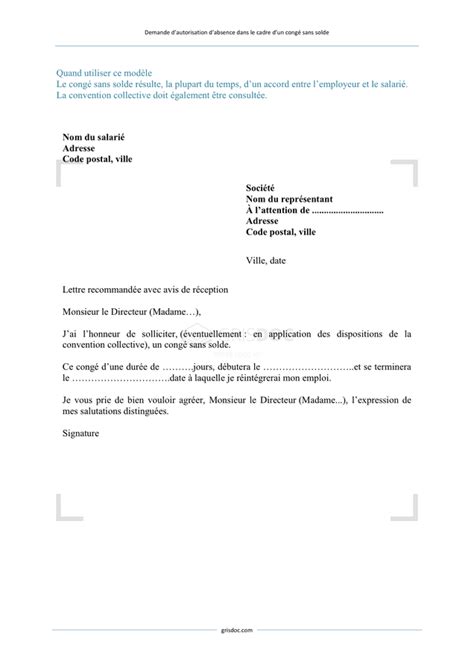 Demande D Autorisation D Absence T L Chargement Gratuit Documents Pdf