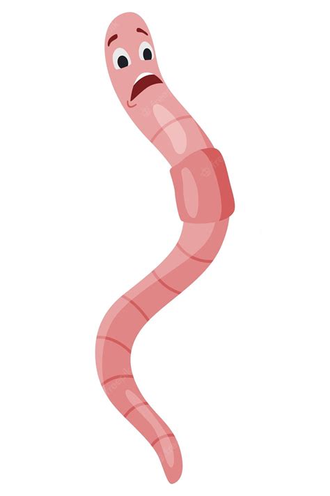 Premium Vector Funny Worm Pink Crawler Amazemented Earth Worm Cartoon