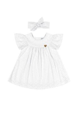 Vestido e Faixa em Laise para Bebê Quimby Branco Compre Agora