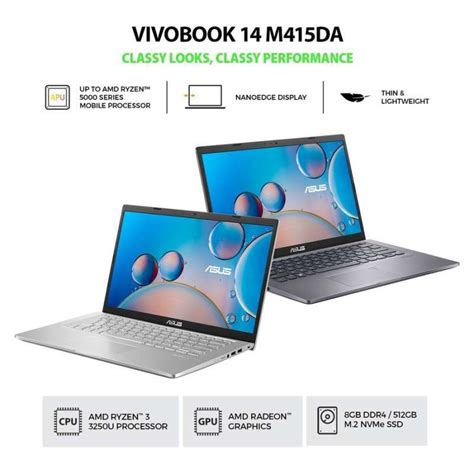 Jual Asus Vivobook 14 M415dao Ryzen 3 3250u 8gb 512gb 14 Fhd Ips Ohs