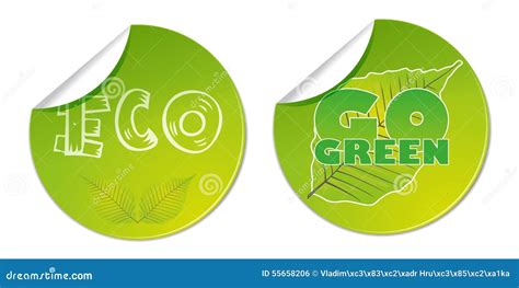 Eco Go Green Bio Labels Natural Vector Business Shop Sticker Stock