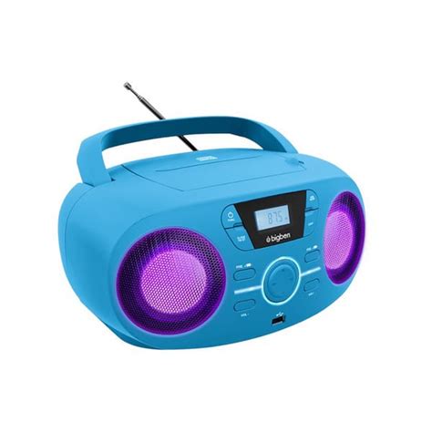 Lecteur CD USB Portable Lumineux Bleu Bigben King Jouet Enceintes