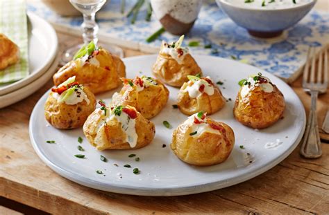 Baked New Potatoes With Spring Onion Sour Cream And Crispy Bacon