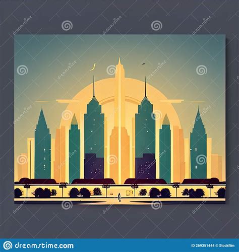 Urban Planner Print Design Style Generative Ai Stock Illustration