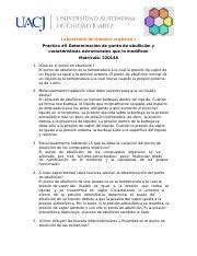 Práctica 6 Cuestionario docx Laboratorio de Química orgánica I