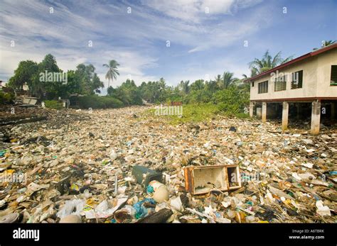 Plastic Rubbish Discarded In A Lagoon On Funafuti Tuvalu Stock Photo