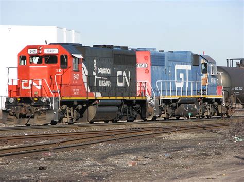 Cn 6401 Emd Gp40 And Gt 4916 Emd Gp38 2 Locomotives Detroit A