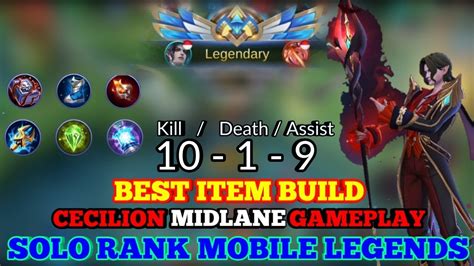 Best Item Build Hero Cecilion Solo Rank Mobile Legends Youtube