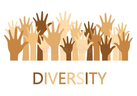 Diversity Concept Design Hands Up With Text Stock Vector