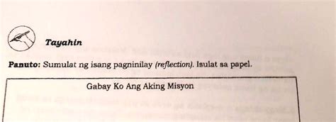 Solved Tayahinpanuto Sumulat Ng Isang Pagninilay Reflection Isulat