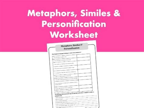 Metaphors Similes And Personification Worksheet Teaching Resources