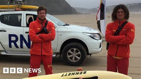 Cornwall Rip Current Rescue Off Duty Lifeguards Save Man