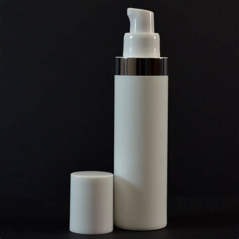 Ml Airless White Bottle With Shiny Silver Band Packagingbuyer