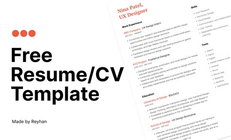 Free Resumecv Template Figma Community