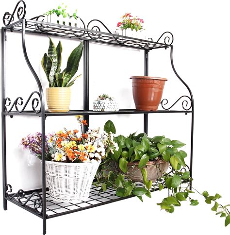 Plant Flower Stand Plant Display Freestanding Metal Scrollwork Design